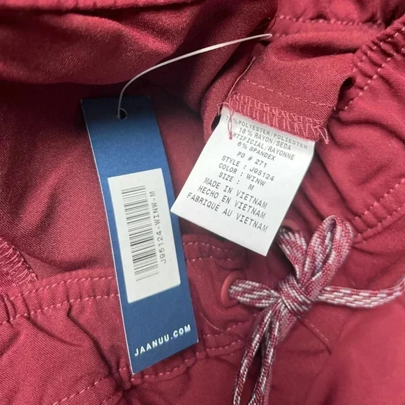 NWT Jaanuu Women's Size Medium Wine 5 Pocket Skinny Scrub Jogger Pants - Picture 4 of 12